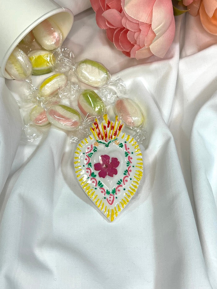 Broche coeur Pensée Rose Karma©