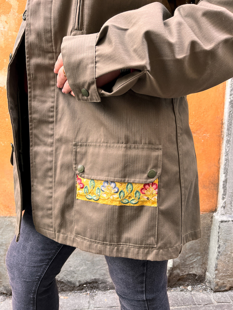 Veste militaire brodée Marylin Monroe upcyclée