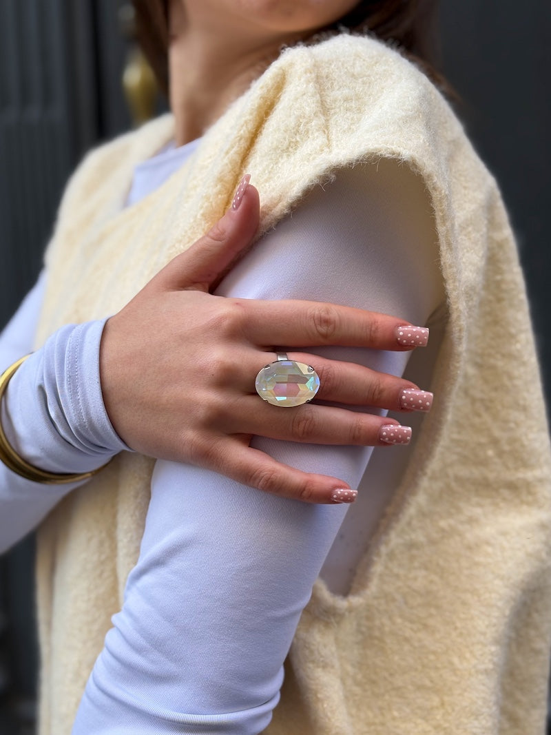 Bague diamant en cristal de Swarovski blanc