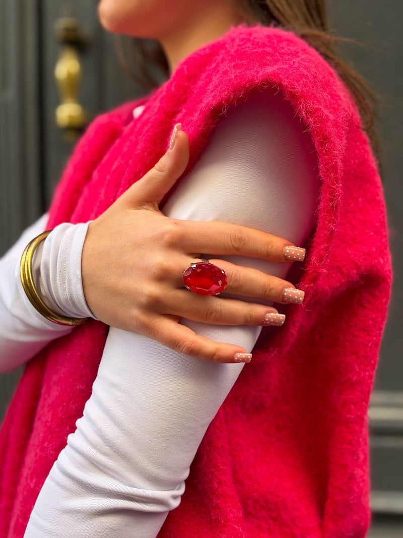 Bague rose en cristal de Swarovski