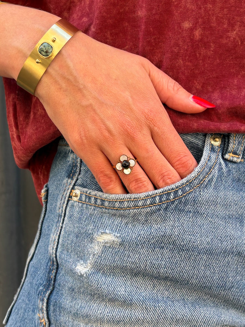 Bague trèfle en acier ZAG bijoux