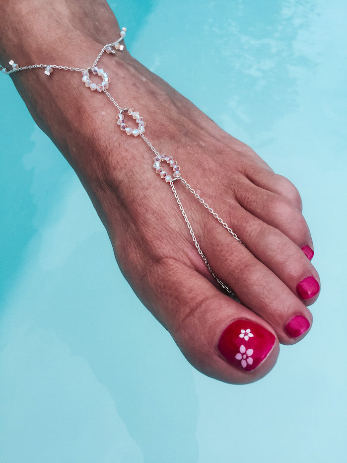 Bijou de pied en argent et Swarovski blanc Esmeralda