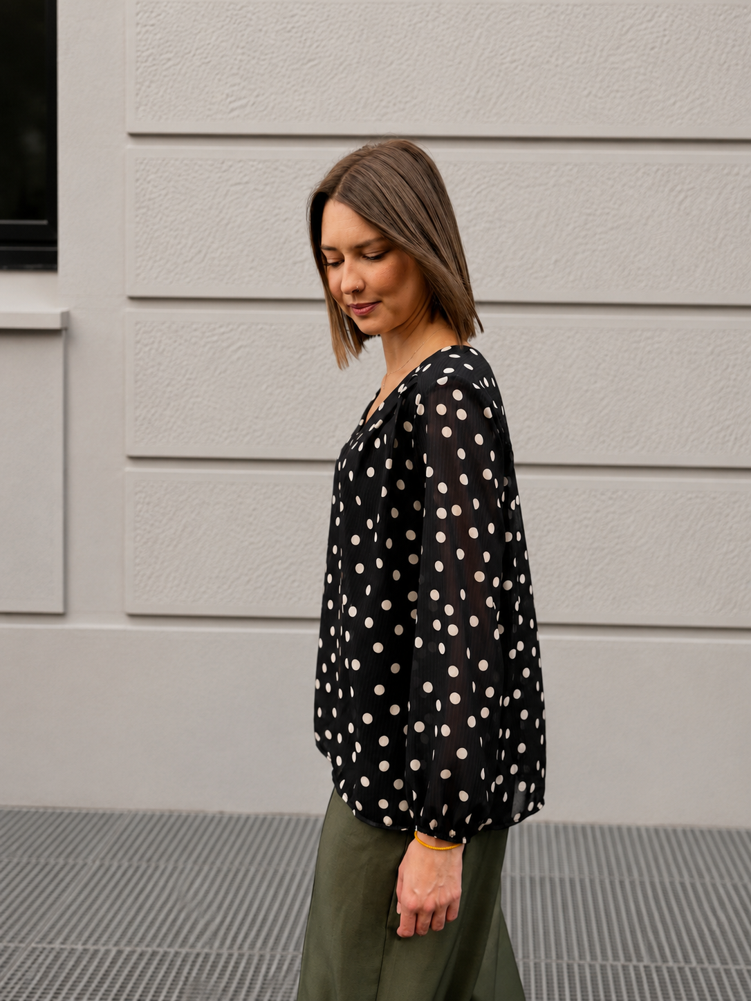 blouse à pois tendance pour femme mi-saison