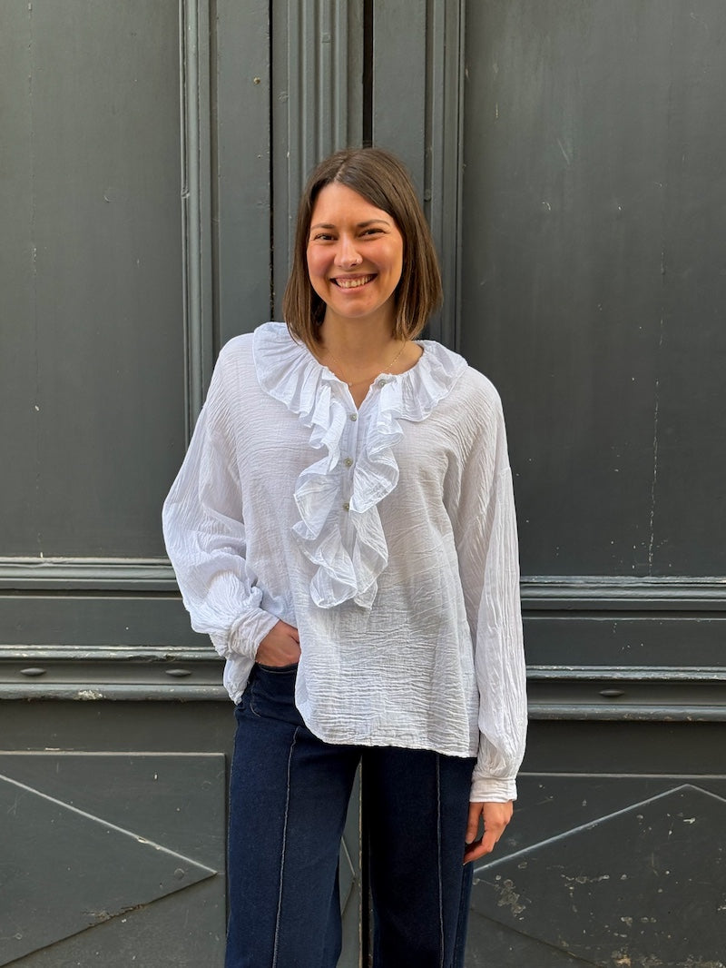Blouse bohème à volants en coton