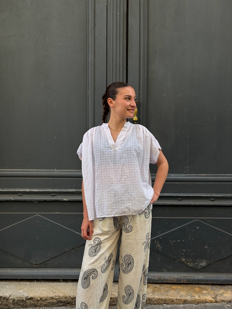 Blouse bohème oversize en coton