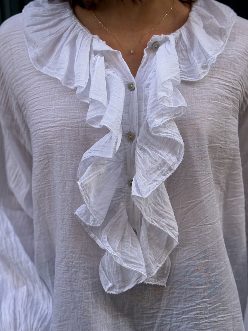 Blouse bohème à volants en coton