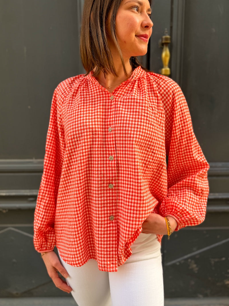 Blouse tendance à carreaux vichy
