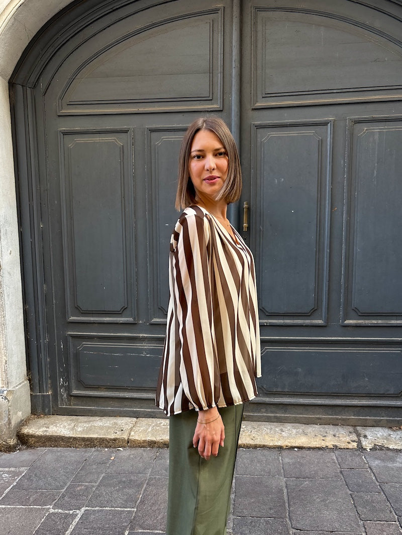 blouse tendance à rayures tendance pour femme mi saison