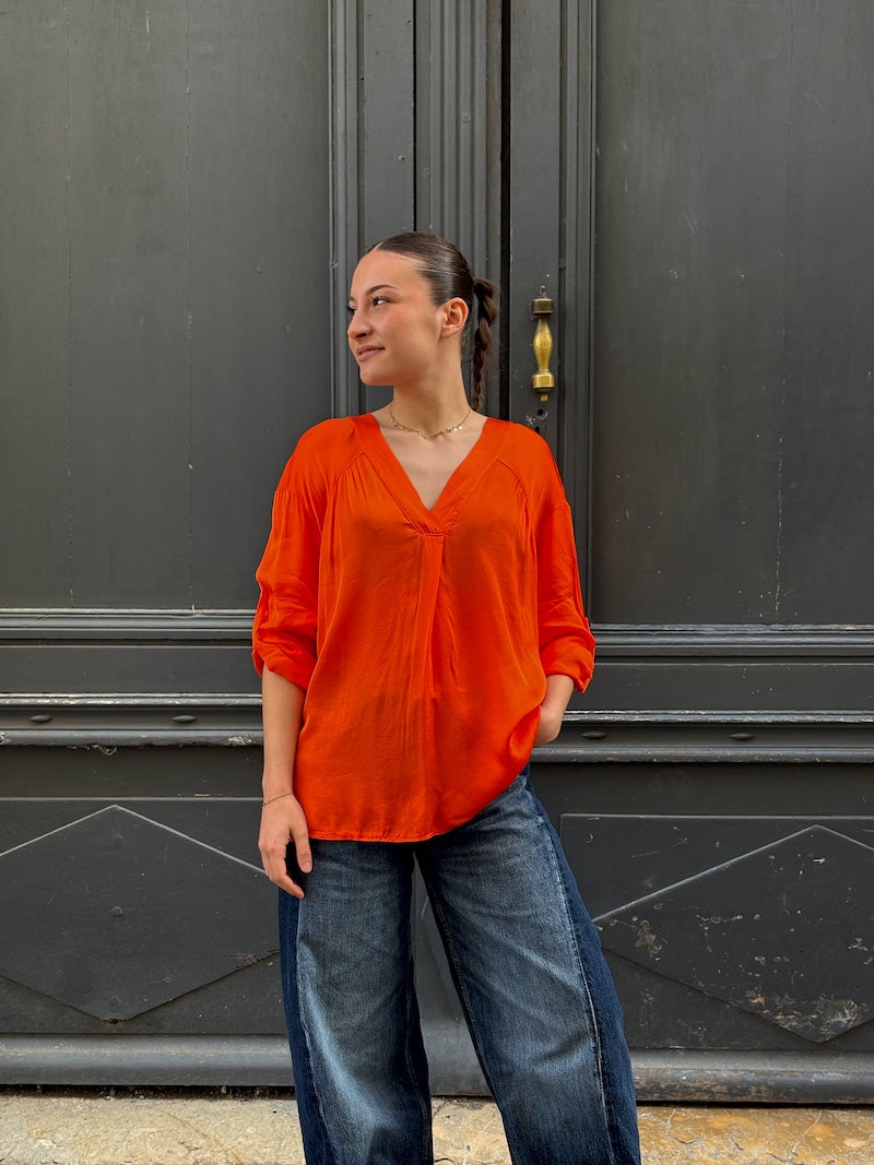 Blouse en satin pour femme