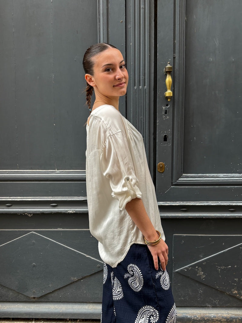 Blouse bohème satin pour femme