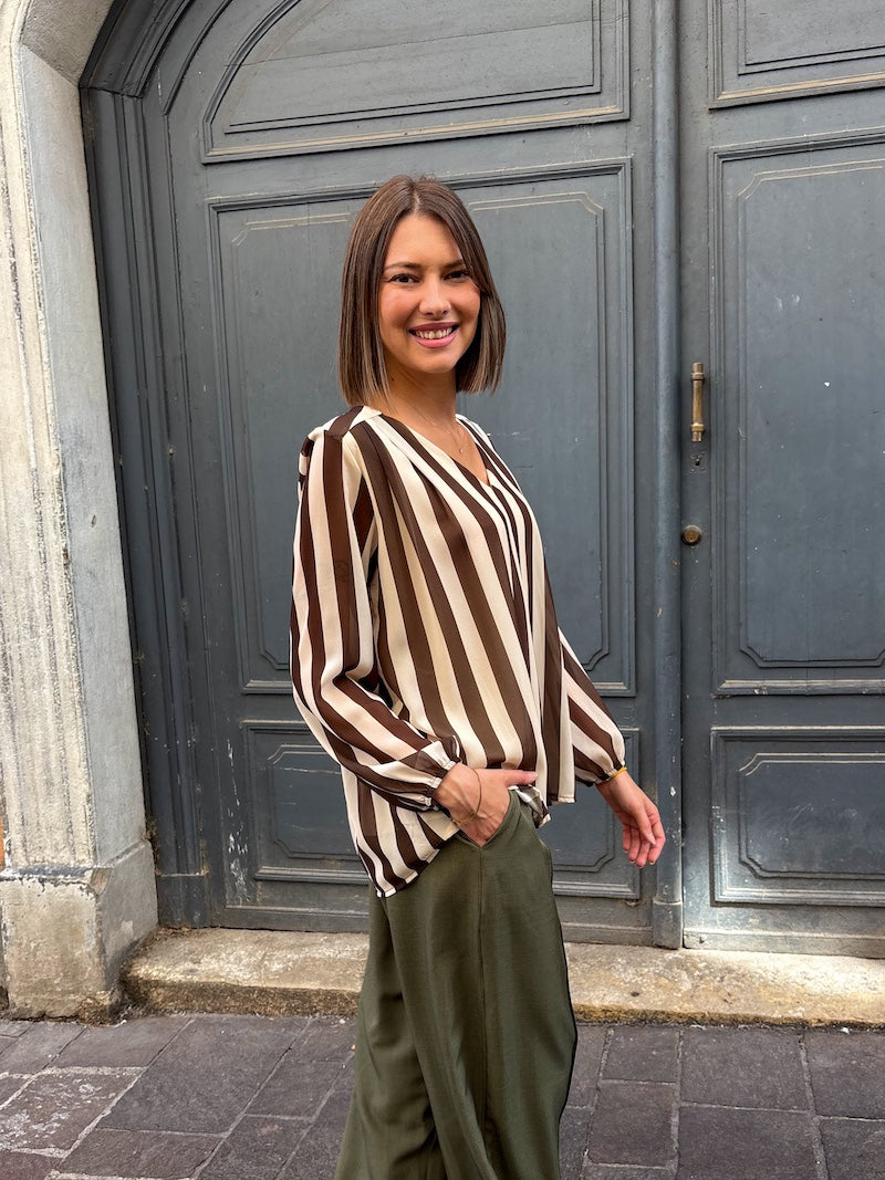 blouse tendance à rayures pour femme