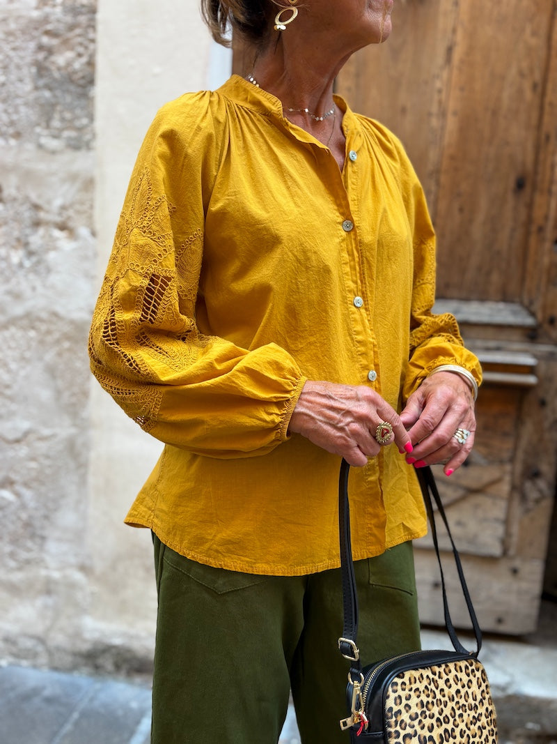 chemise bohème chic pour femme jaune moutarde
