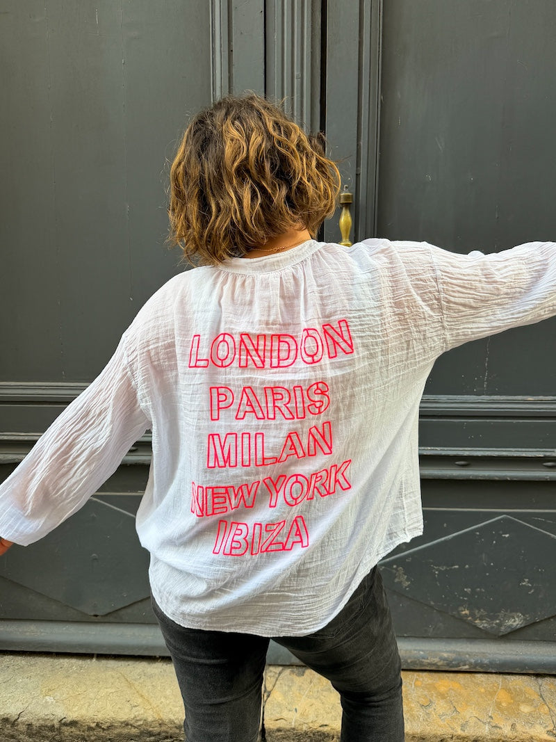 Blouse blanche oversize en coton - Ville - Ibiza, Millan, London, Paris, New-York