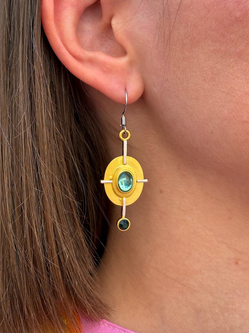 Boucles d'oreilles bohèmes - bleu / vert
