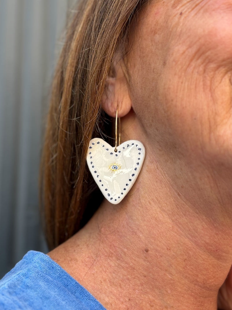 Boucles d'oreilles coeur sacré ex-voto fait main