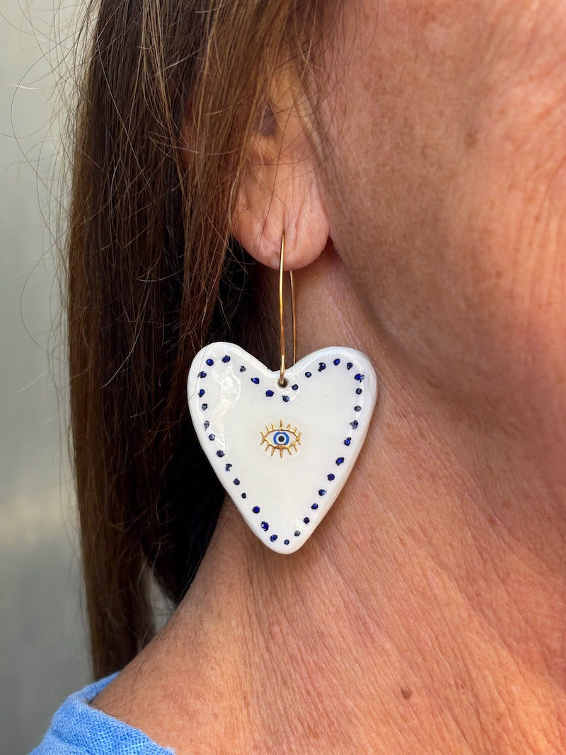 Boucles d'oreilles coeur sacré ex-voto fait main