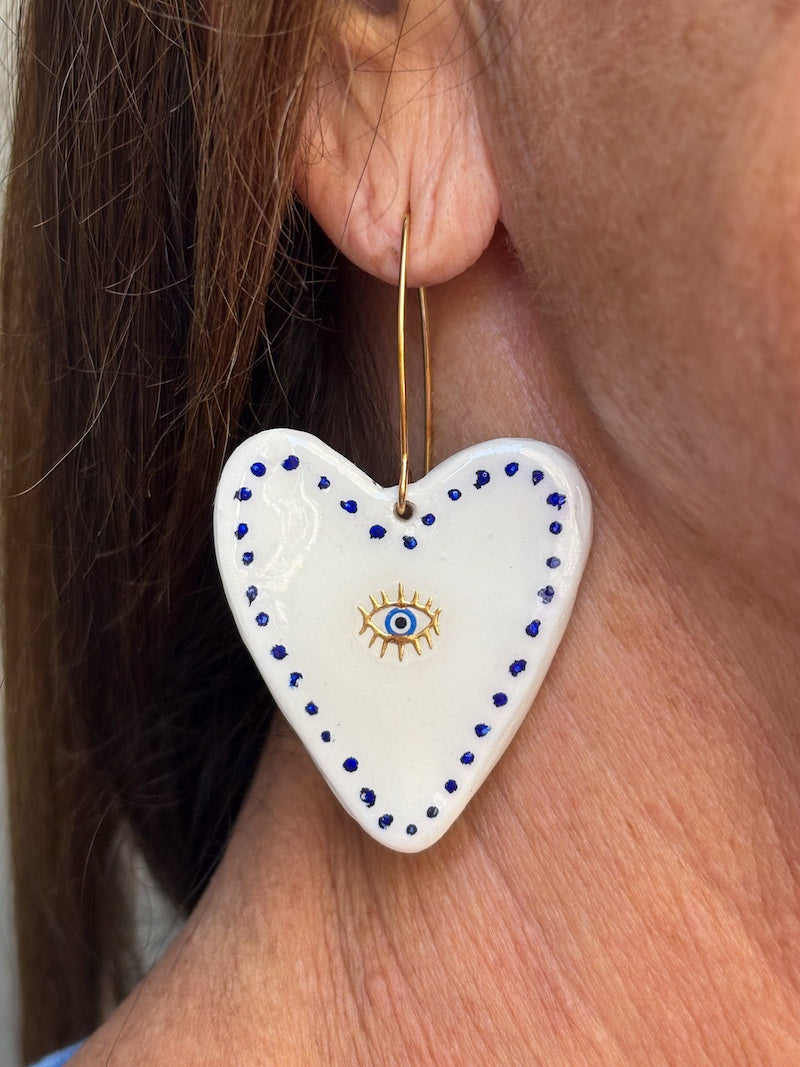Boucles d'oreilles coeur sacré ex-voto fait main