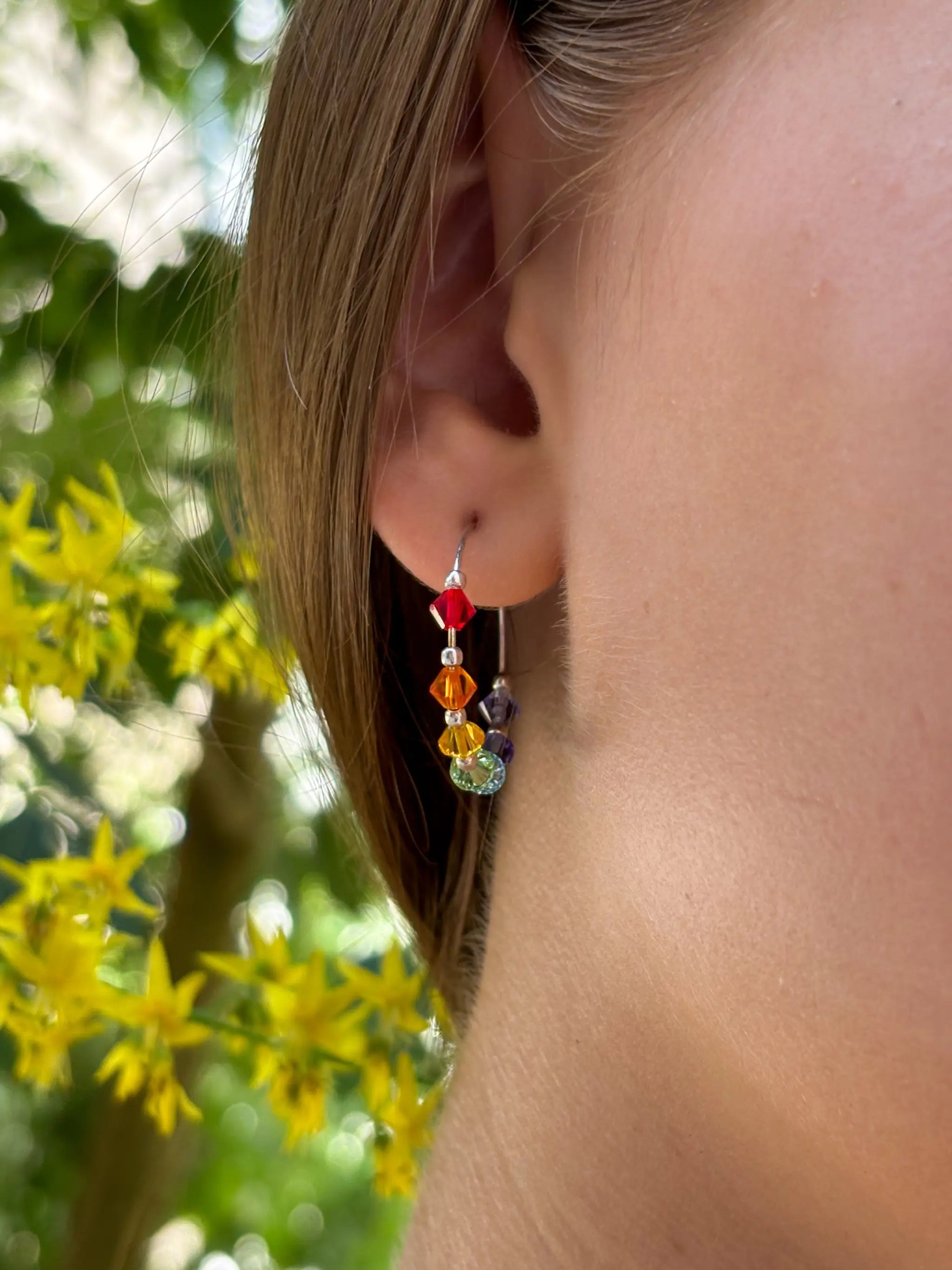 Créoles en argent et cristal de Swarovski chakra