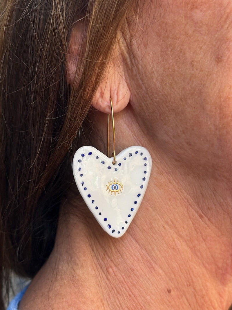 Boucles d'oreilles coeur sacré ex-voto fait main
