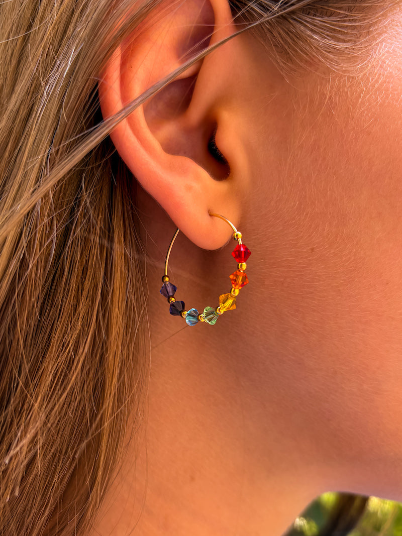 Créoles Chakra en plaqué or et Swarovski