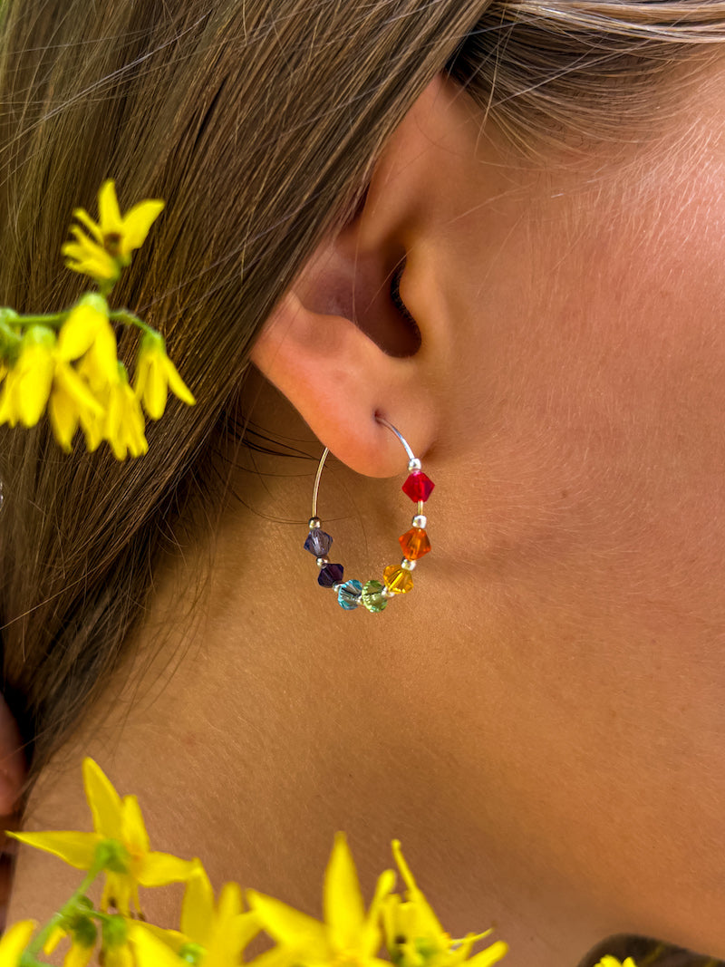 Créoles Chakra en argent et Swarovski