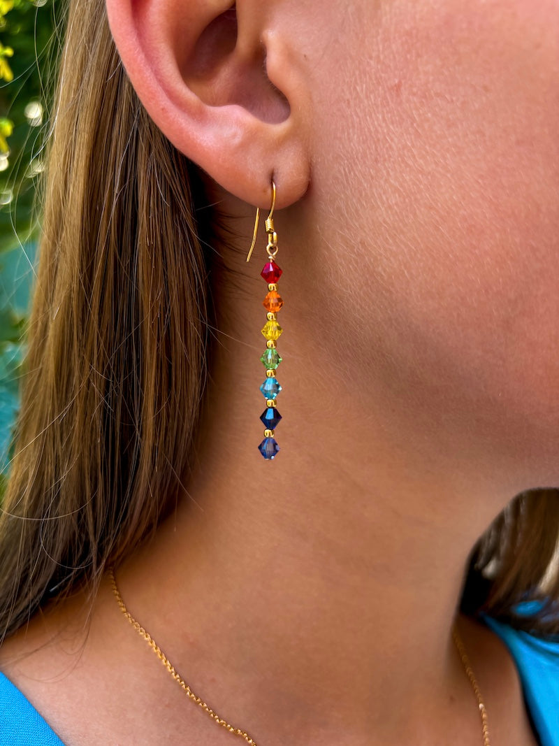 Boucles d'oreilles Chakra en plaqué or et Swarovski