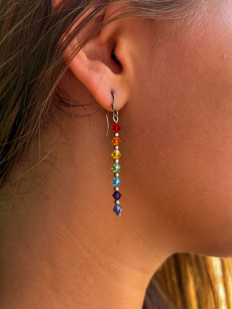 Boucles d'oreilles Chakra en argent et Swarovski