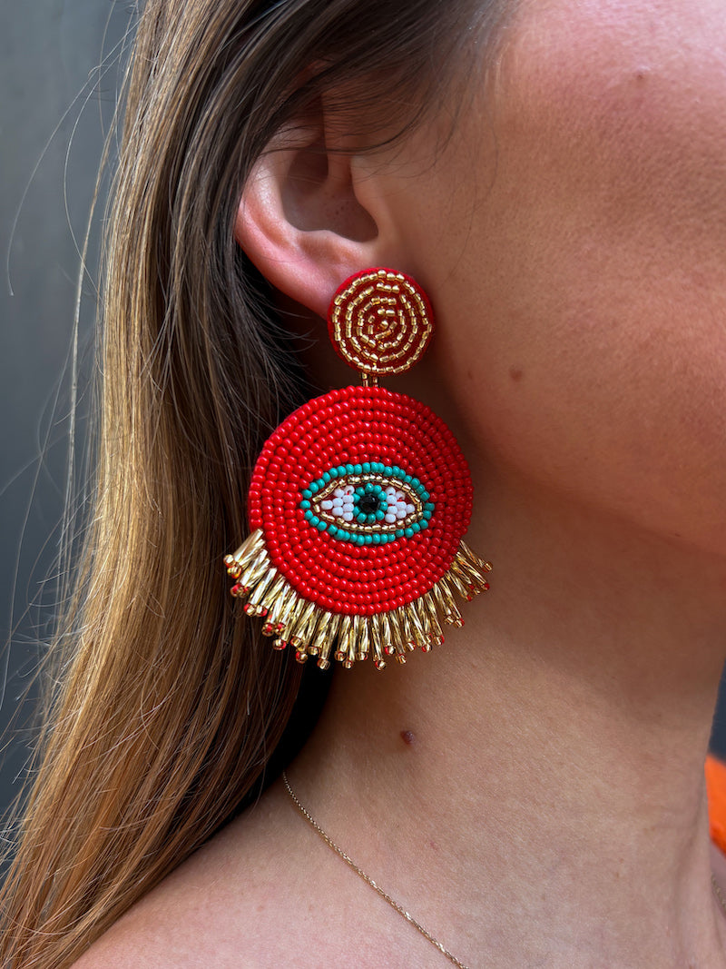 Boucles d'oreilles en perles oeil protecteur bohème