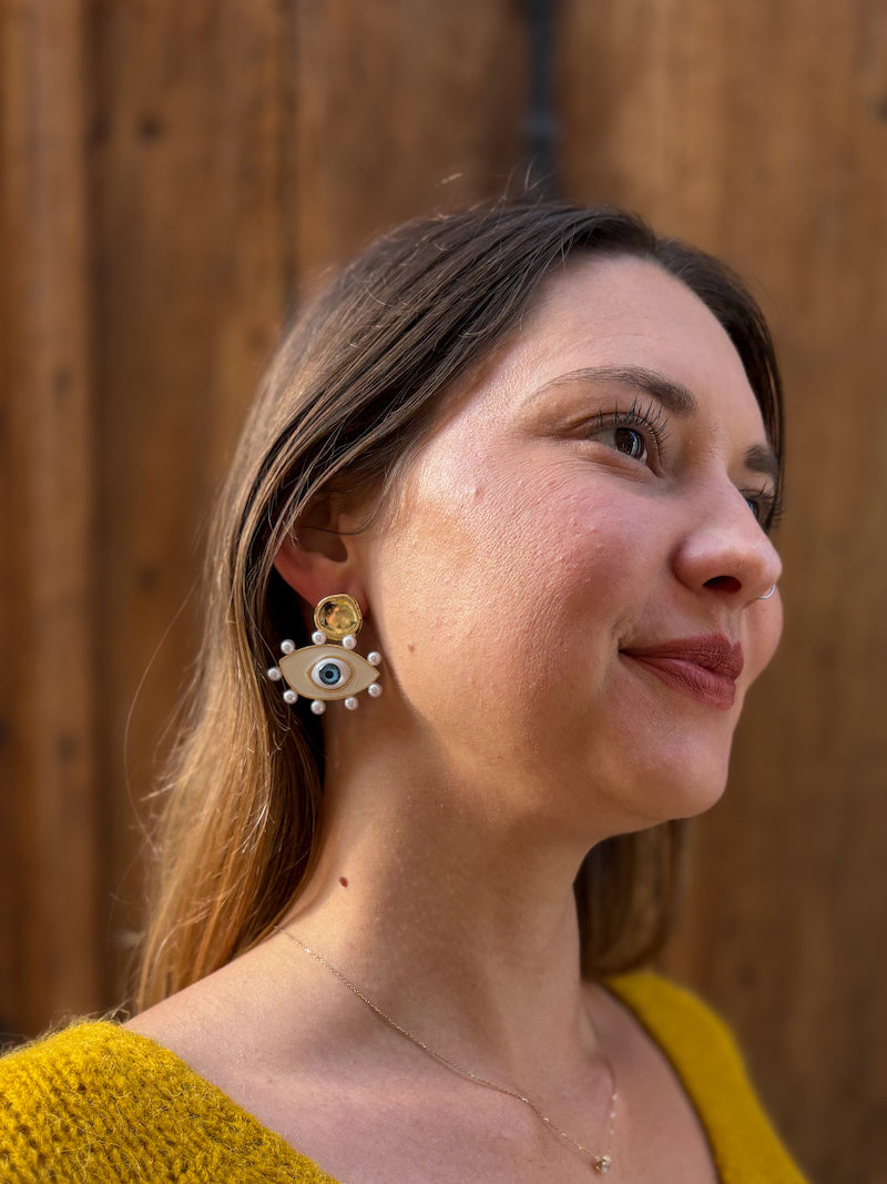 Boucles d'oreilles en acier oeil protecteur