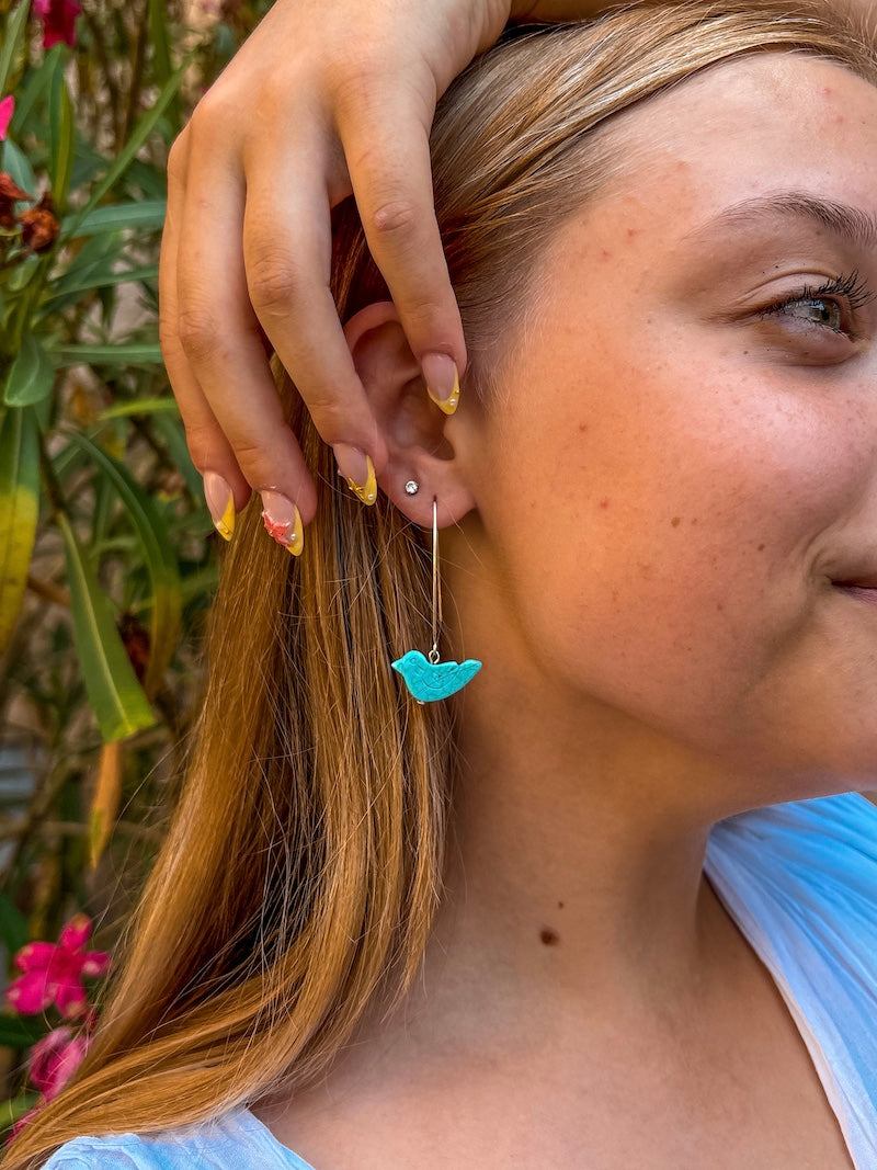 Boucles d’oreilles Oiseaux – Agate bleue & Argent, élégance poétique