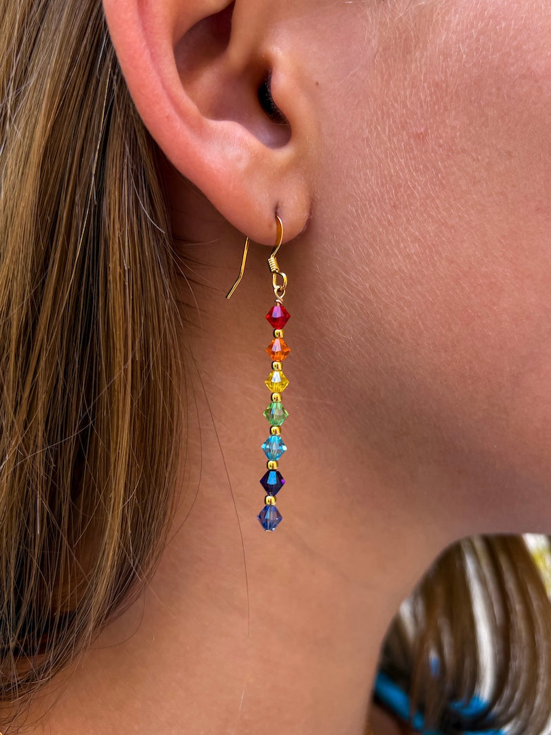 Boucles d'oreilles Chakra en plaqué or et Swarovski