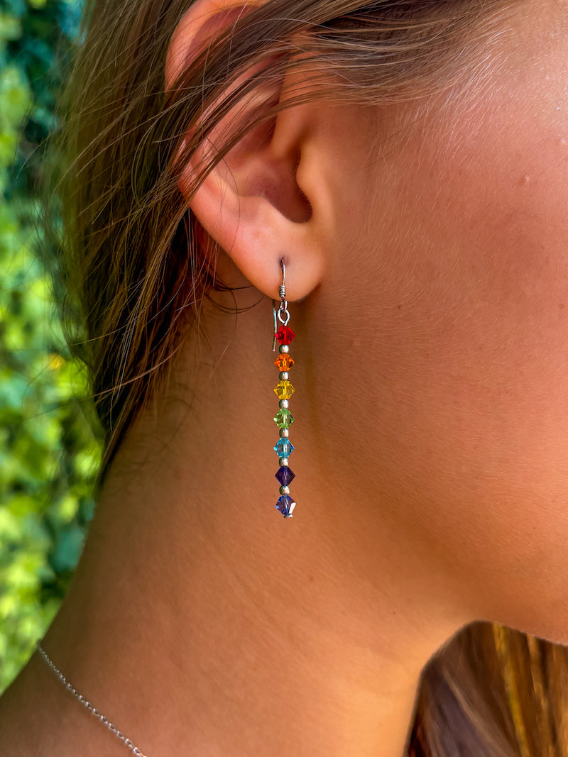 Boucles d'oreilles Chakra en argent et Swarovski