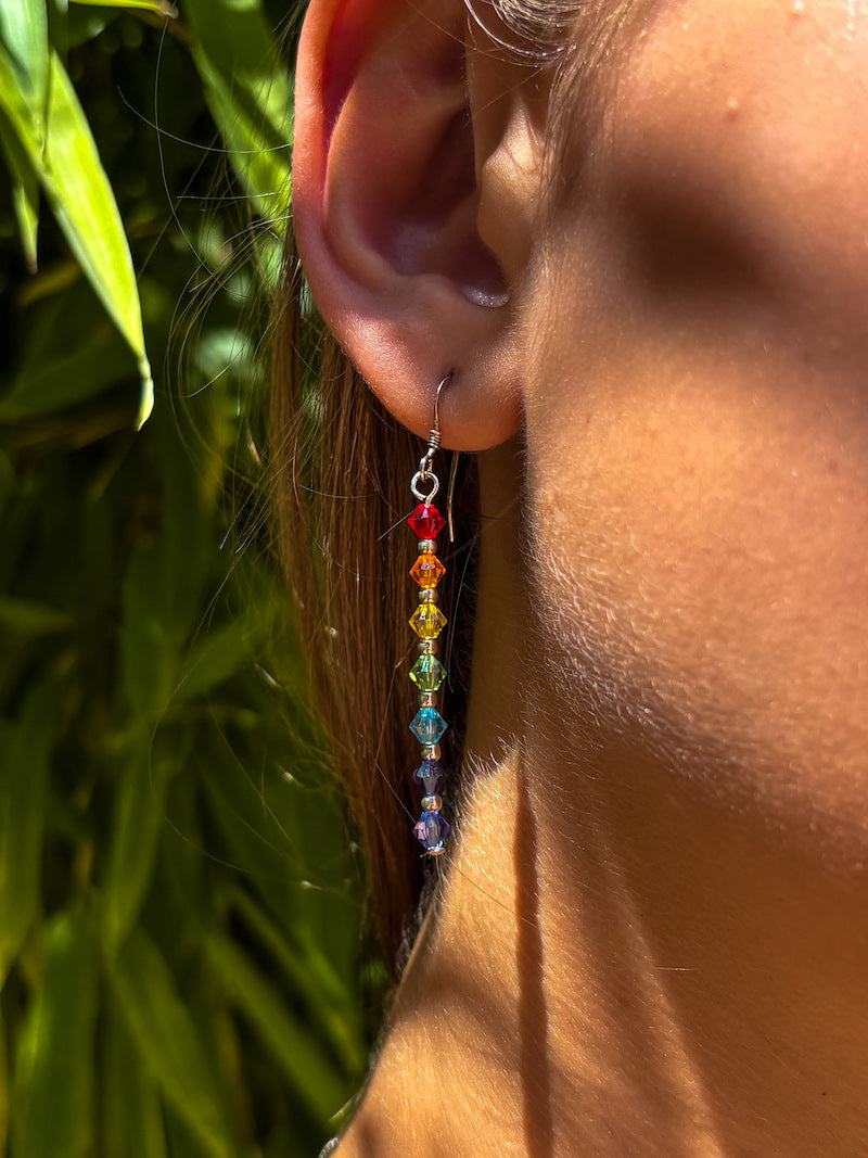 Boucles d'oreilles Chakra en argent et Swarovski