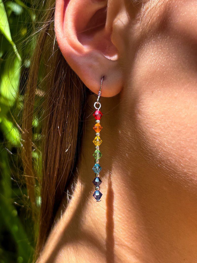 Boucles d'oreilles Chakra en argent et Swarovski