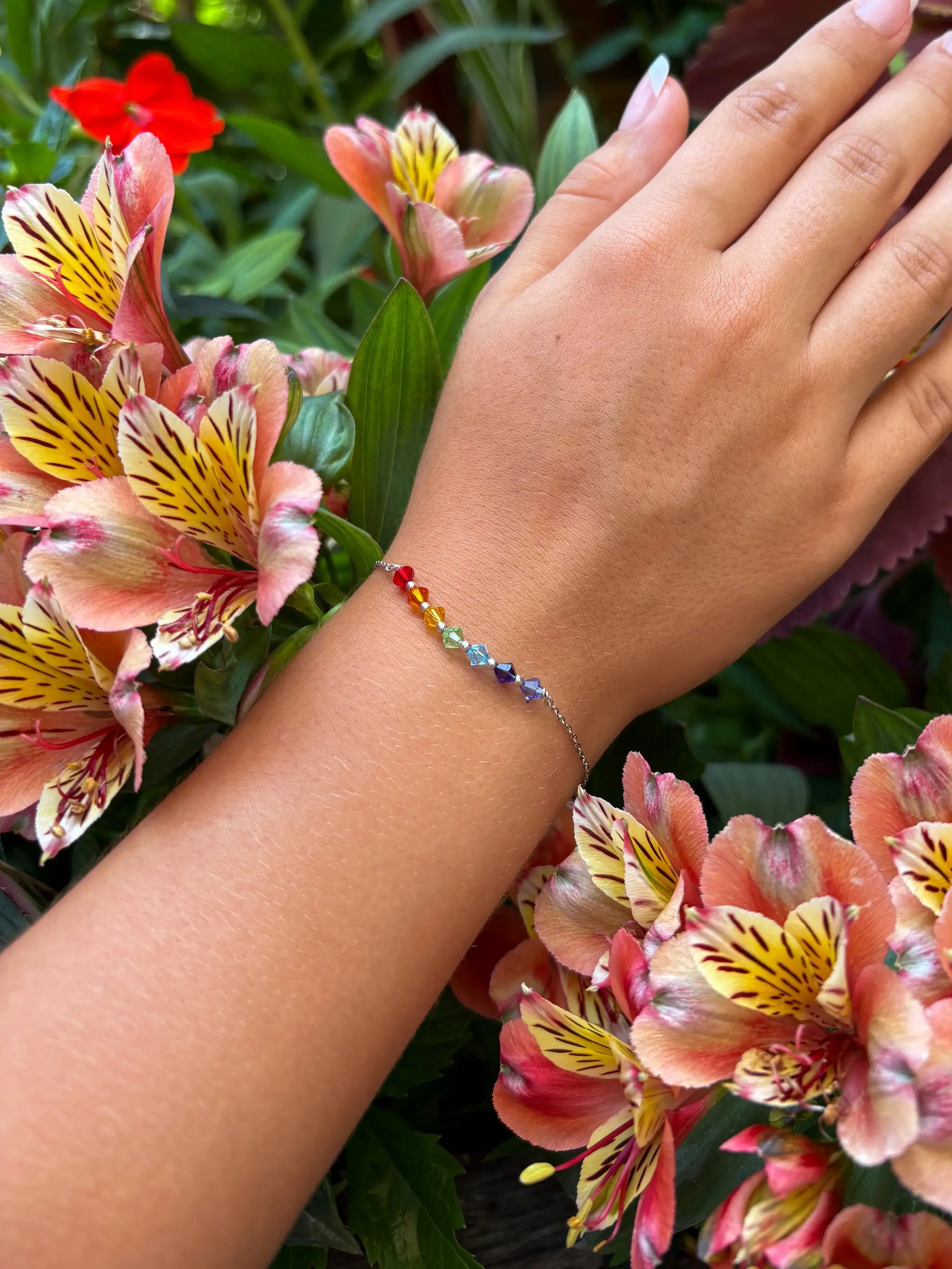 Bracelet tendance chakras en cristal de Swarovski et agréent 925/000 pour femme