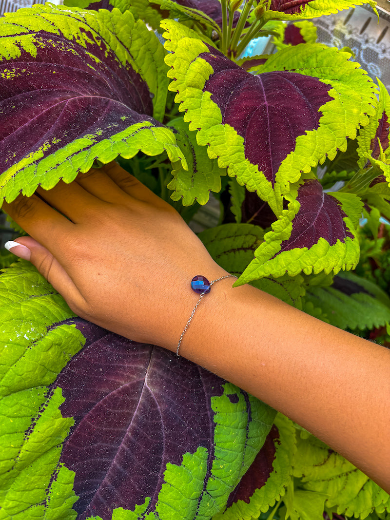 Bracelet en argent et améthyste violette
