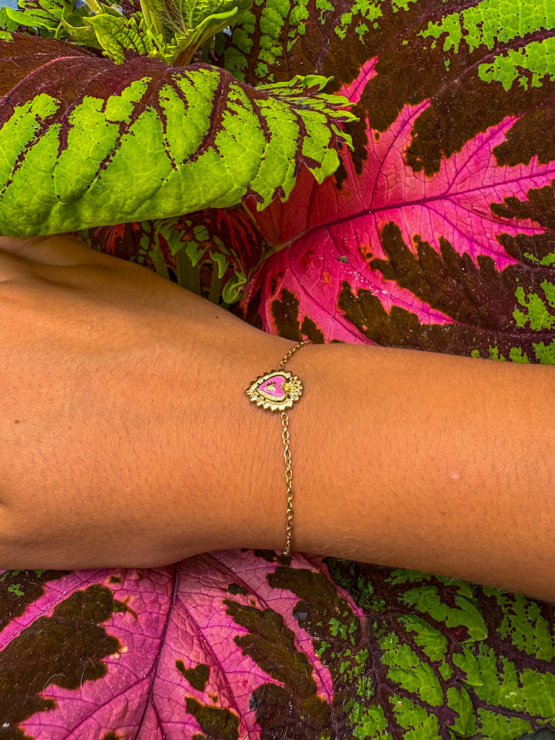 Bracelet en acier coeur sacré Milagros