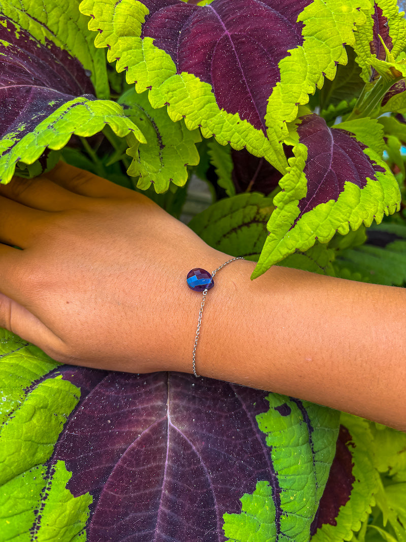 Bracelet en argent et améthyste violette