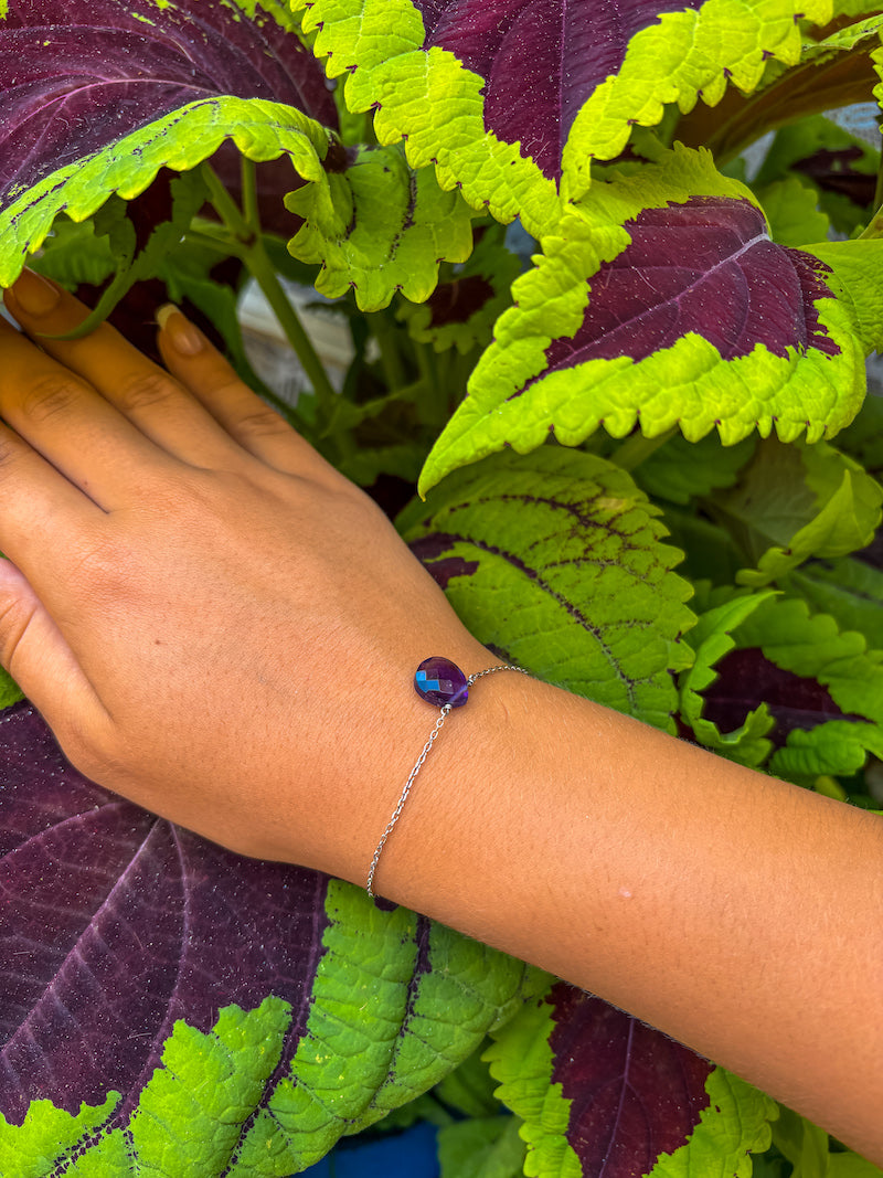 Bracelet en argent et améthyste violette