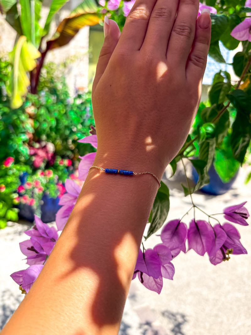 Bracelet en plaqué or et pierre semi-précieuse plaqué or