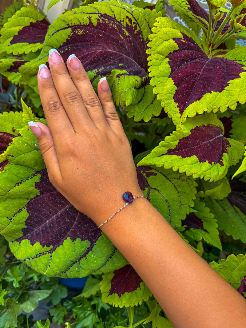 Bracelet en argent et améthyste violette