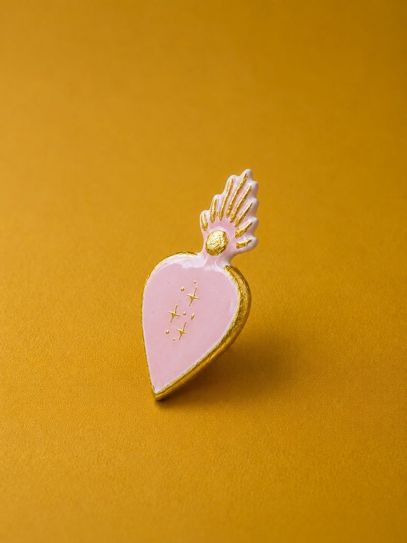 broche tendance coeur rose