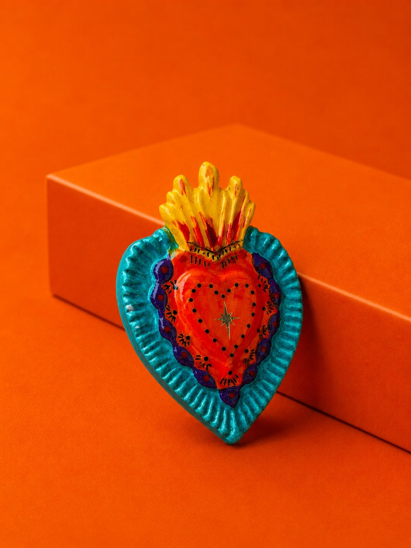 broche coeur tendance orange