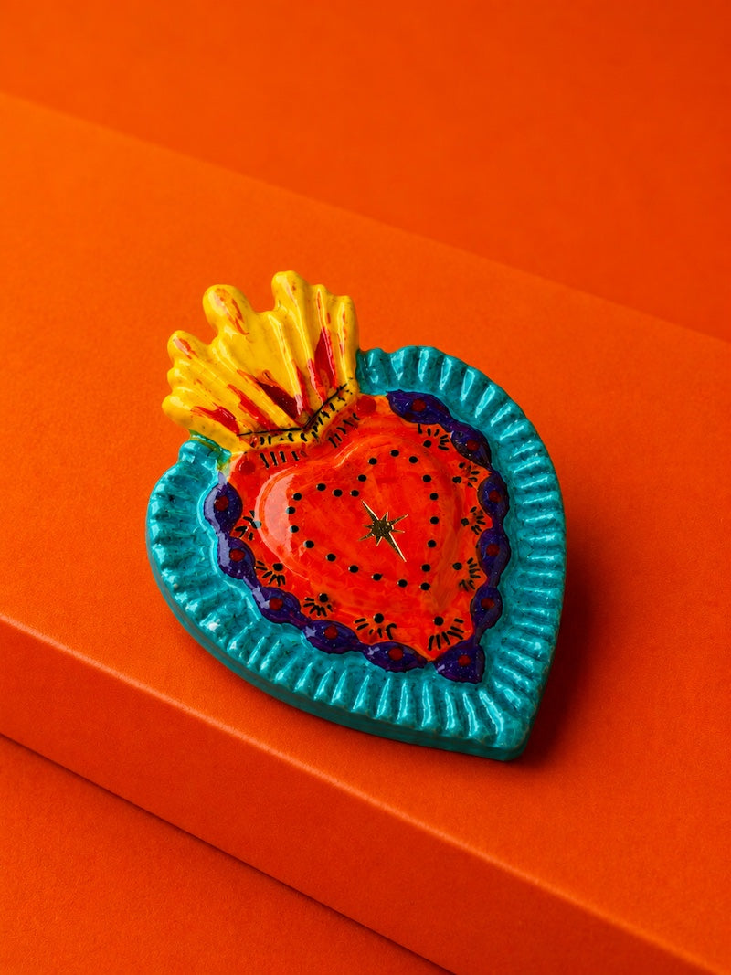 broche coeur milagros mexicain orange