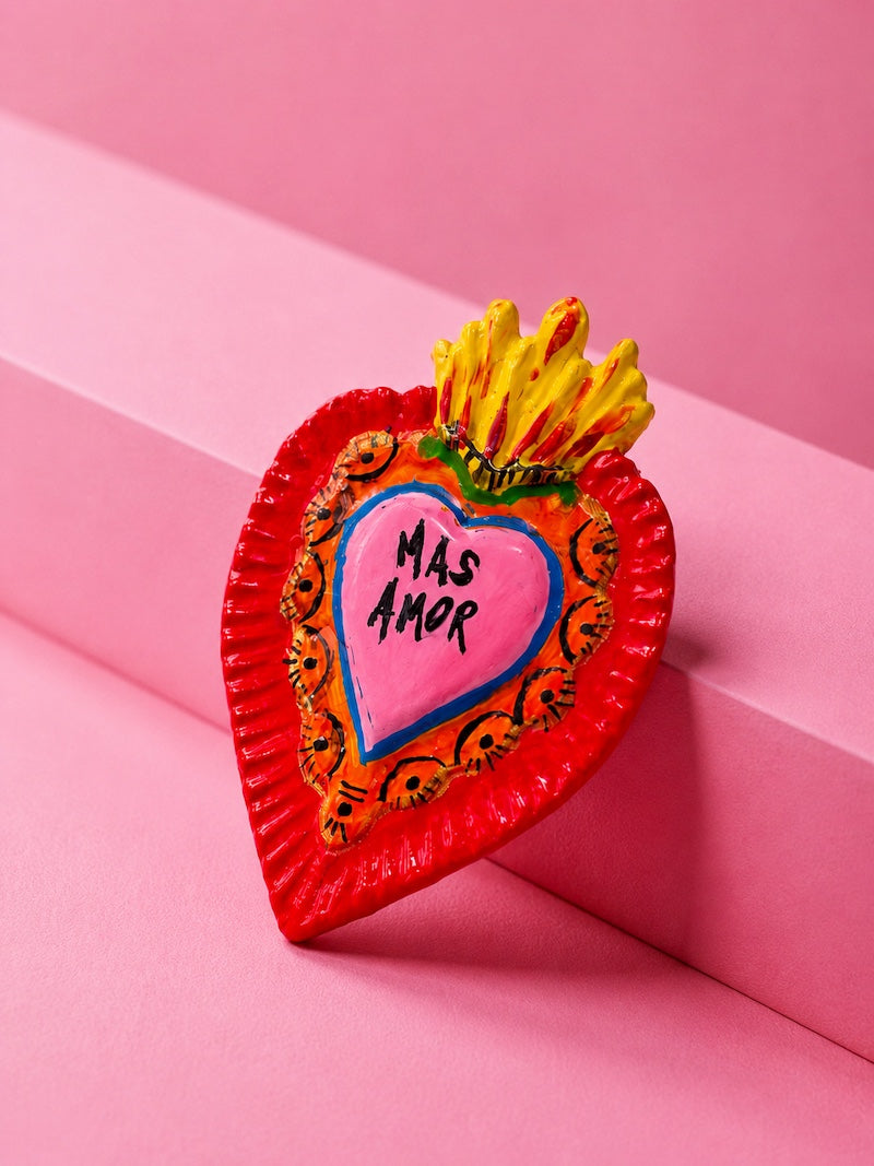 Broche coeur sacré Mas Amor - Création artisanale