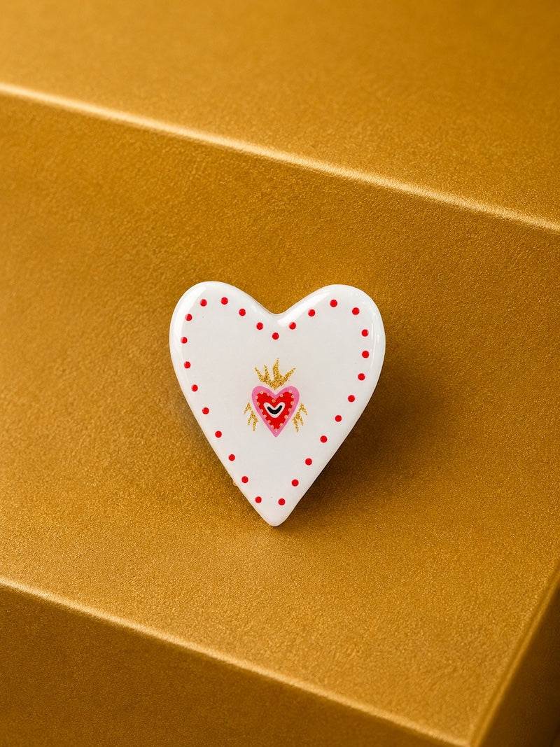 Broche coeur ex-voto rose