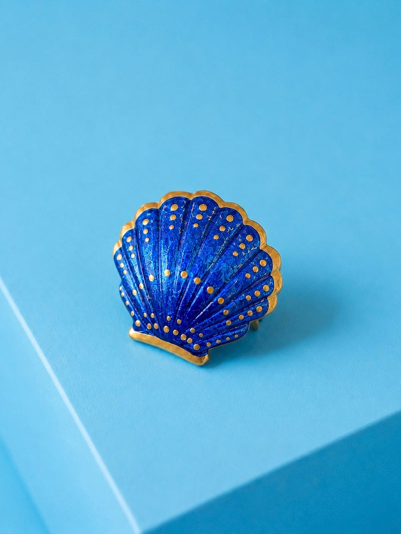 broche été coquillage doré tendance