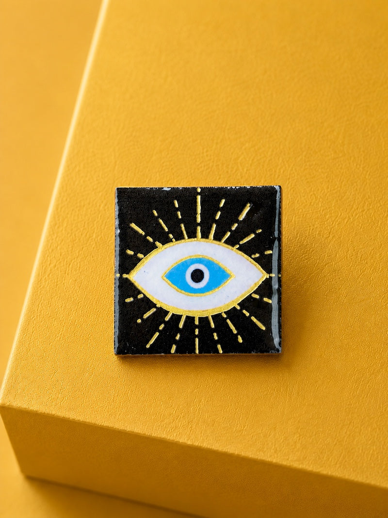 broche oeil protecteur nazar boncuk bleu et doré