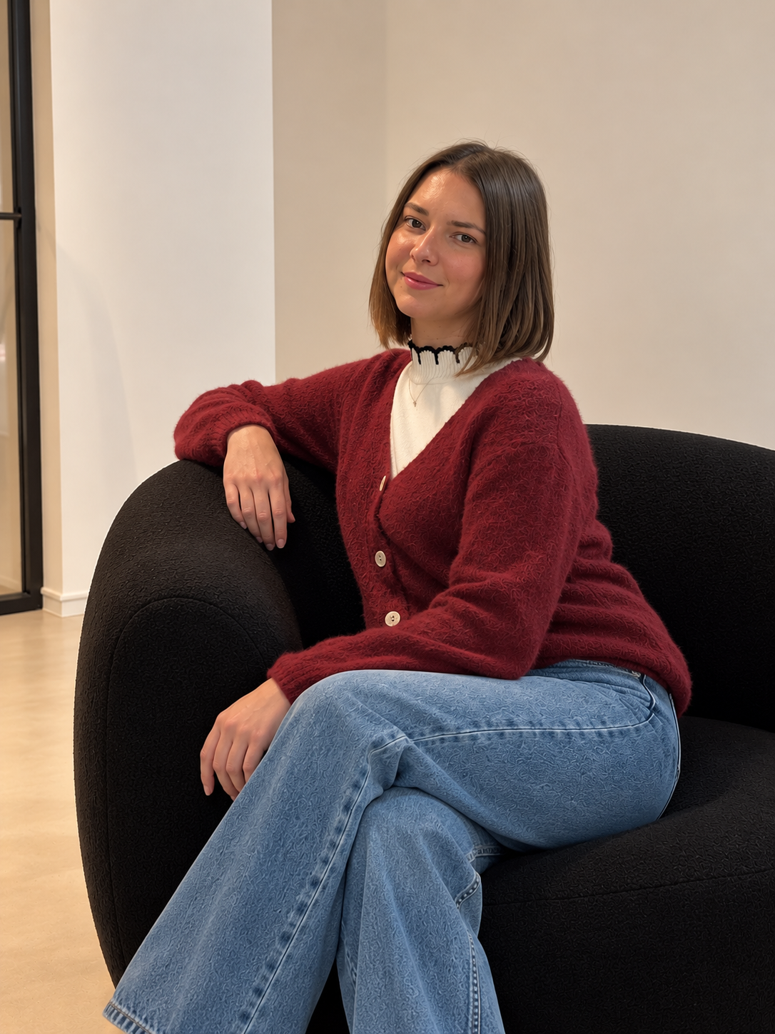 Gilet cardigan moelleux à col V