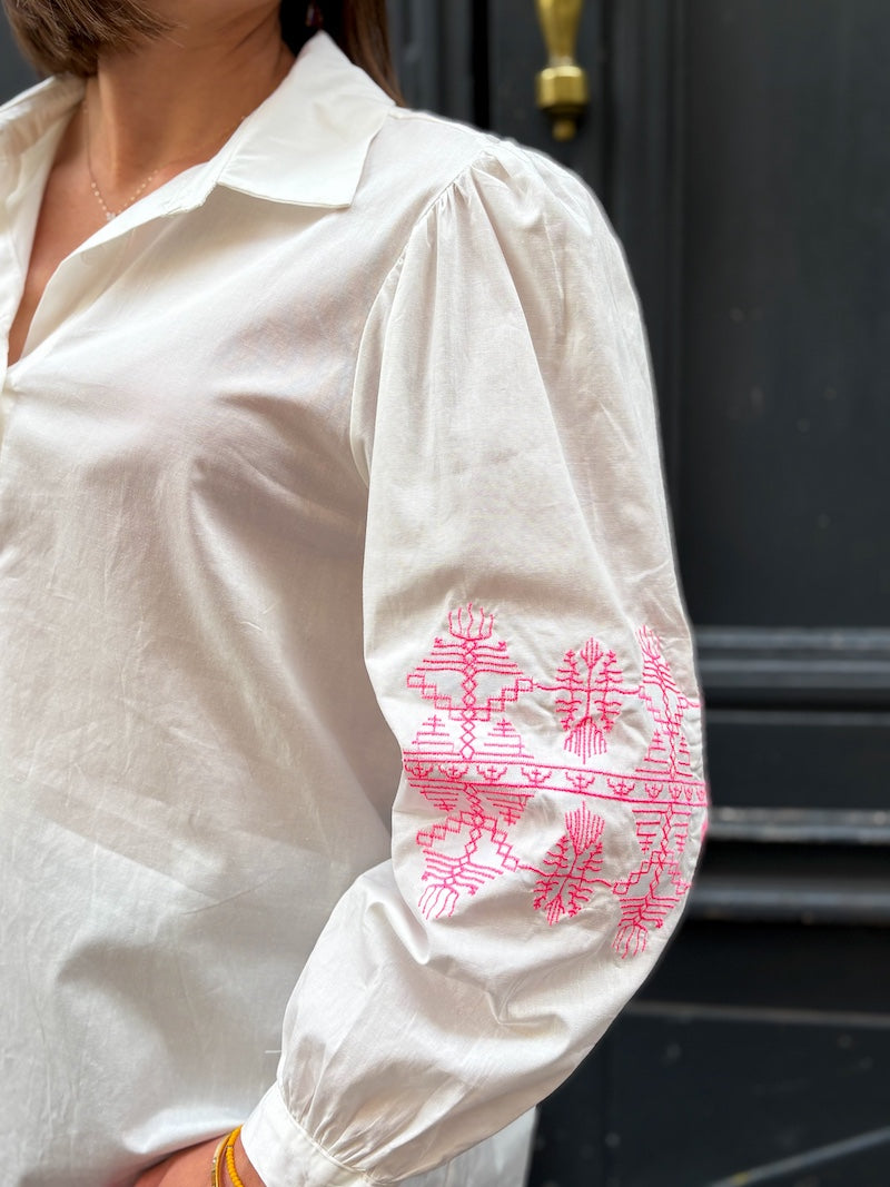 Chemise blanche bohème brodée